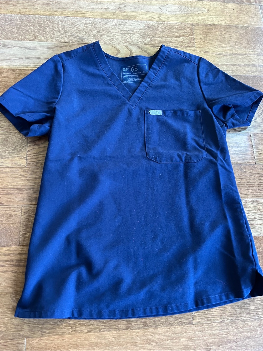 Figs Navy V-Neck Medical Scrub Top